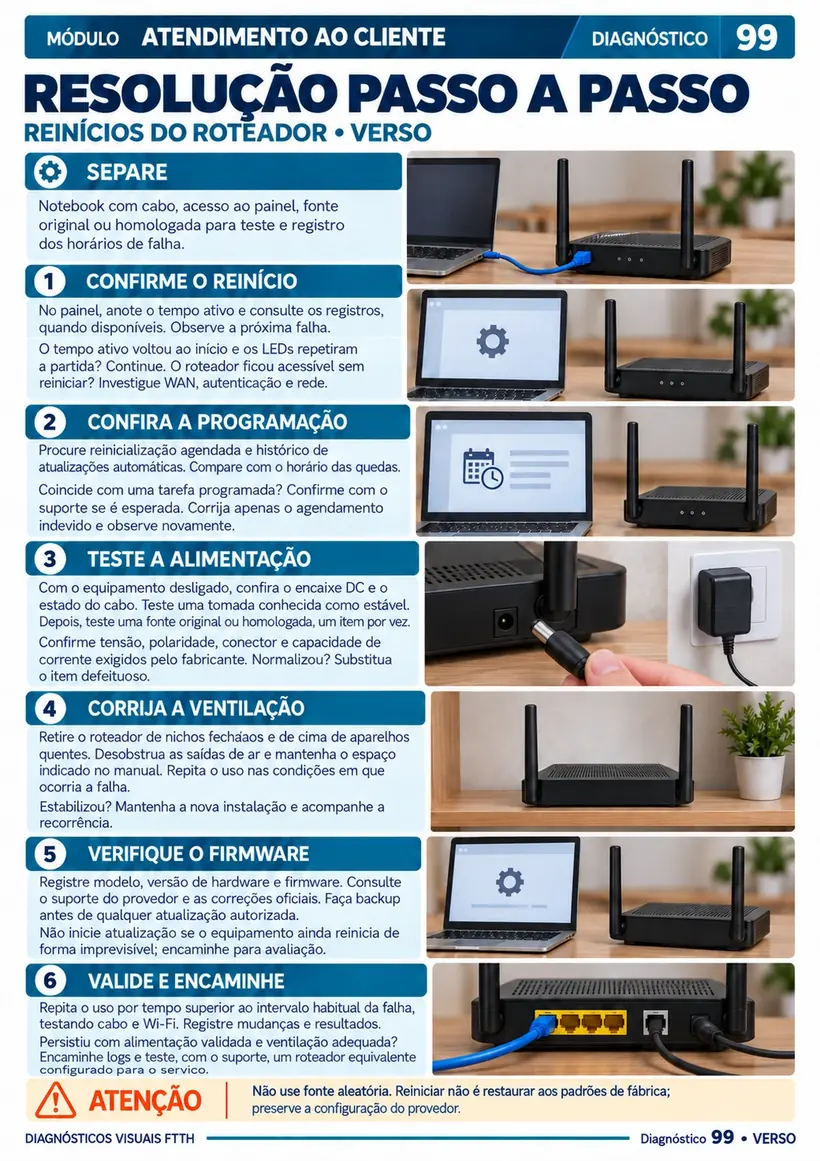 Página demonstrativa 6 — +100 Diagnósticos Visuais de Problemas na Rede FTTH